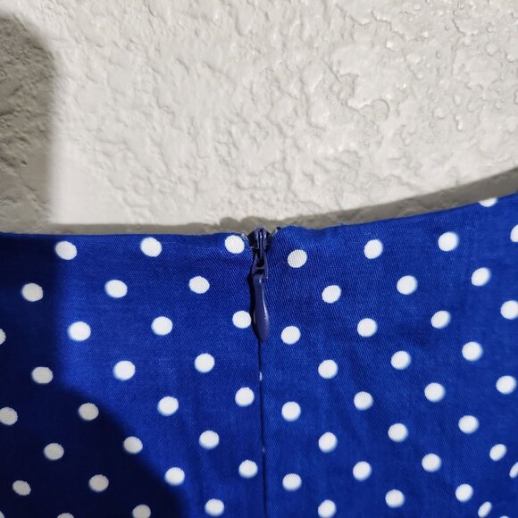 Bbonlinedress Dress Womens Size XXL Blue Polka Dot Sleeveless Midi Flared Skirt - Picture 5 of 14